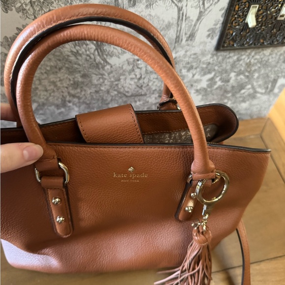 Kate Spade Tan Leather Satchel with Tassel - Picture 2 of 7